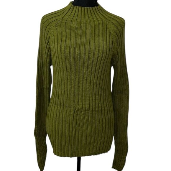 New York & Company Green High-neck Cotton Sweater(Size Large) - Picture 3 of 6